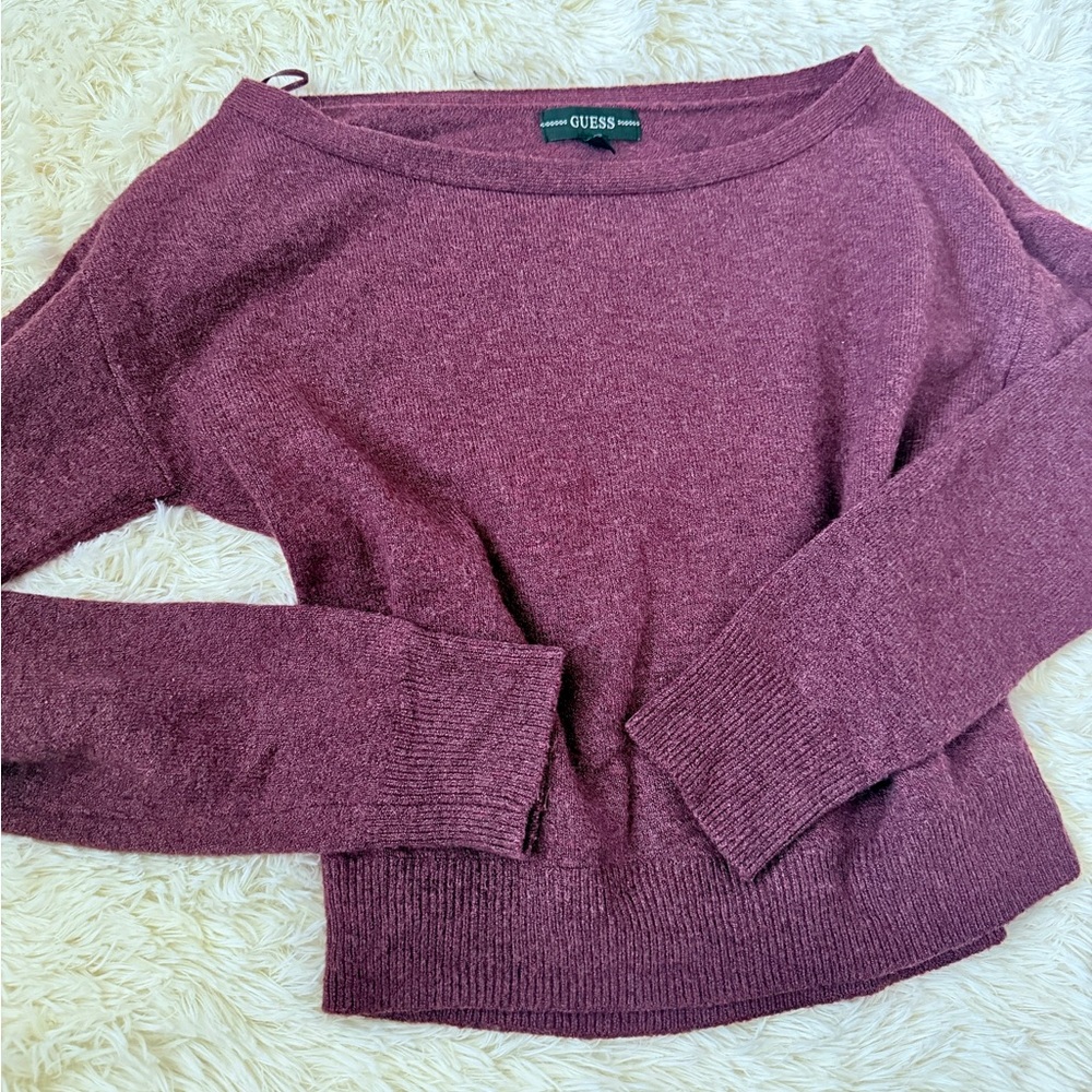 Guess Women's Maroon Crew Neck Sweater